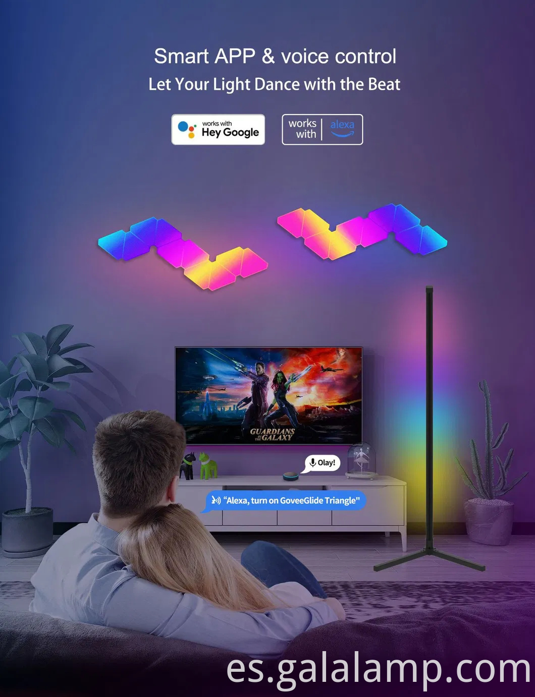 RGB Lámpara de pie inteligente colorida con bluetooth y control wifi